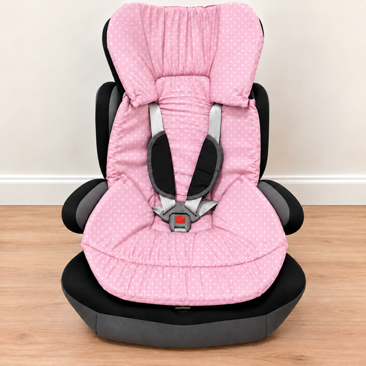 Capa Colchonete para Cadeira de Carro Dupla Face Poá Rosa