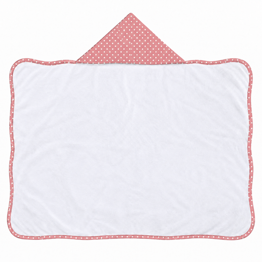 Toalha de Banho com Capuz Forrada Plush Atoalhado Premium 1M x 70cm Poá Rose