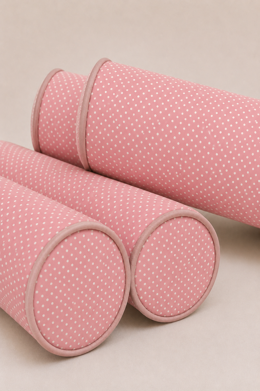 Kit Rolinhos 4 Peças para Cama Solteiro Poá Rosê