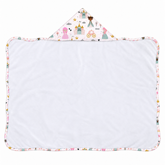 Toalha de Banho com Capuz Forrada Plush Atoalhado Premium 1M x 70cm Princesa