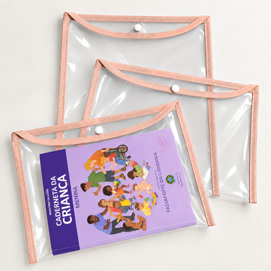 Kit com 3 Capas Organizadoras para Certidão e Documentos Rosê