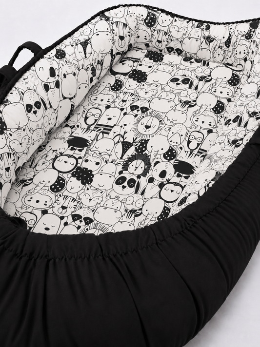 Ninho Redutor Dupla Face Premium Safari Preto & Branco Verso Preto