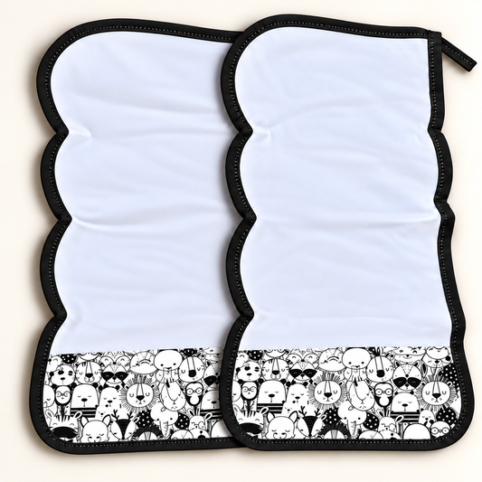 Toalha de Ombro Malha Dupla Penteada Safari Preto e Branco