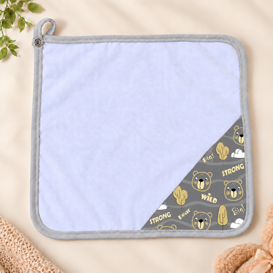 Toalha de Boca Malha Dupla Penteada Premium Urso Ted c/ Cinza | Kit com 3 Unidades