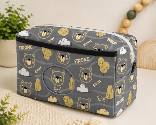 Necessaire Porta Fraldas e Lenço Umedecido 3 Compartimentos Urso Ted