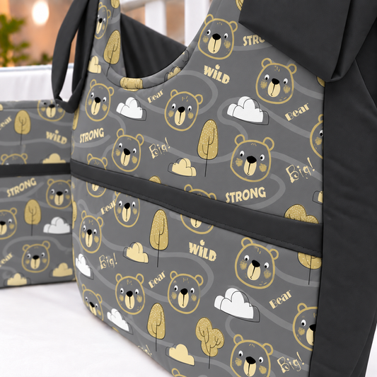 Porta Fraldas ou Porta Treco de Varal Urso Ted c/ Preto