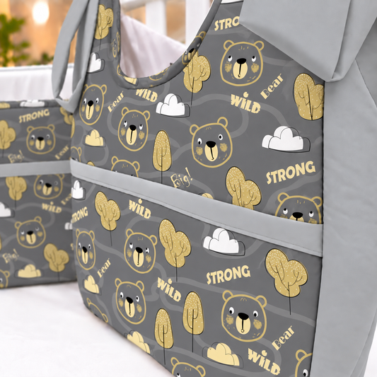 Porta Fraldas ou Porta Treco de Varal Urso Ted c/ Cinza