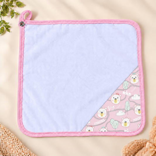 Toalha de Boca Malha Dupla Penteada Premium Ursa Rosa | Kit com 3 Unidades