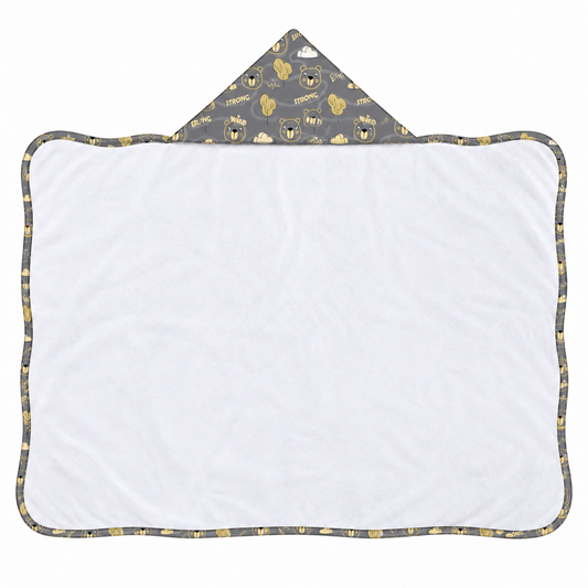 Toalha de Banho com Capuz Forrada Plush Atoalhado Premium 1M x 70cm Urso Ted