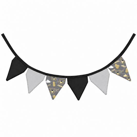 Bandeirinhas Decorativas 2,10m Urso Ted c/ Preto e Cinza