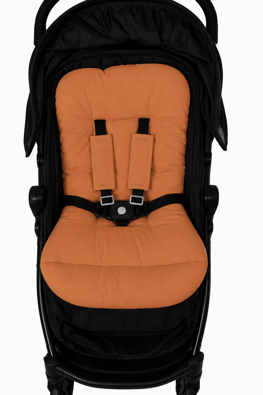 Kit Colchonetes 3 Peças para Carrinho & Bebê Conforto + Protetores de Cinto Terracota