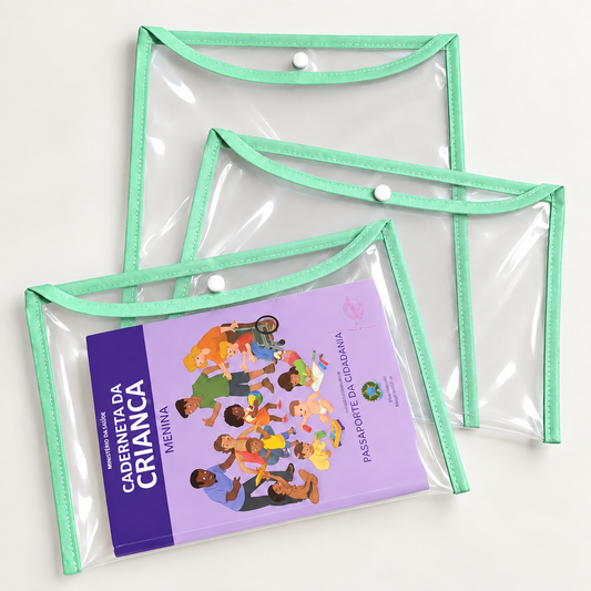 Kit com 3 Capas Organizadoras para Certidão e Documentos Verde Claro