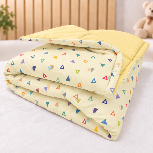 Edredom Estampado Dupla Face para Mini Berço Vitória Amarelo
