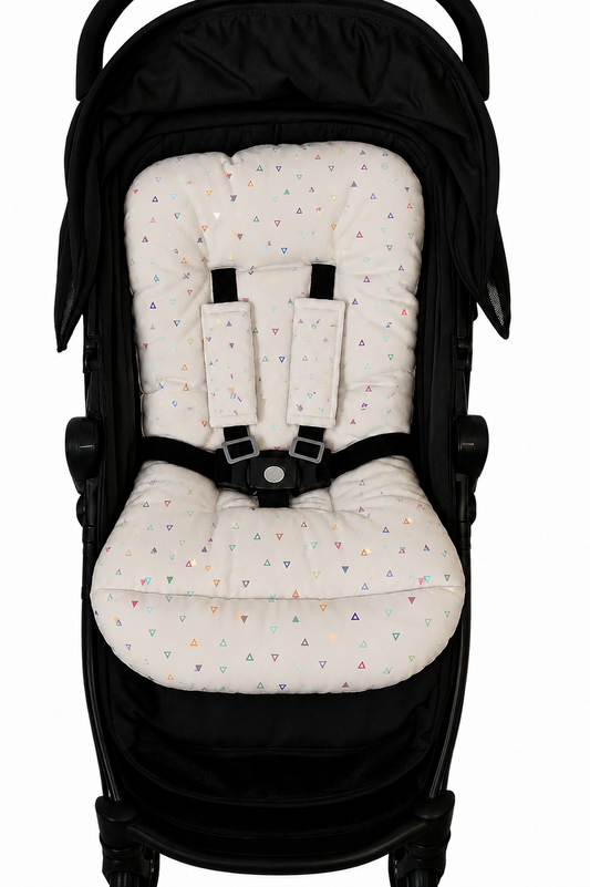 Kit Colchonetes 3 Peças para Carrinho & Bebê Conforto + Protetores de Cinto Vitória Cinza Verso Cinza