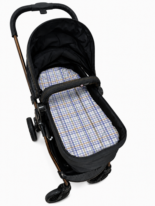 Fronha para Ninho Casulinho Premium para Carrinho Moisés Universal Xadrez Azul
