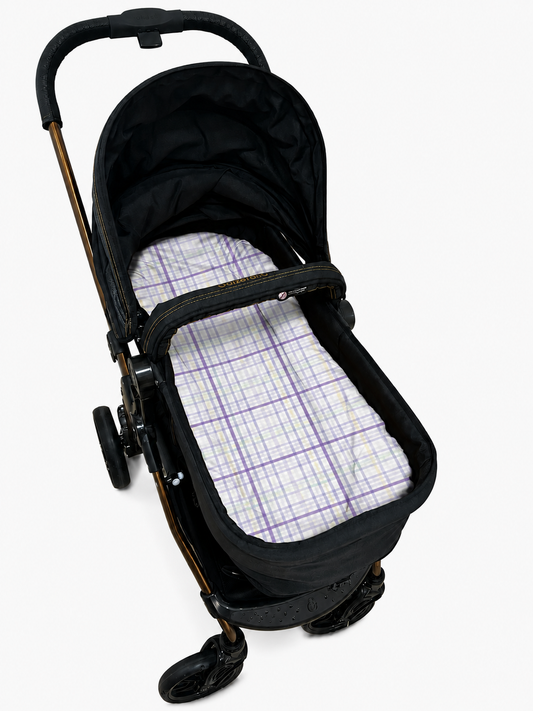 Fronha para Ninho Casulinho Premium para Carrinho Moisés Universal Xadrez Lilás