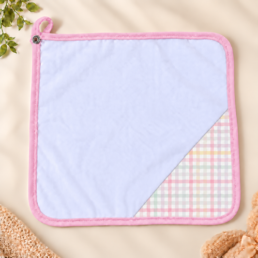 Toalha de Boca Malha Dupla Penteada Premium Xadrez Rosa | Kit com 3 Unidades