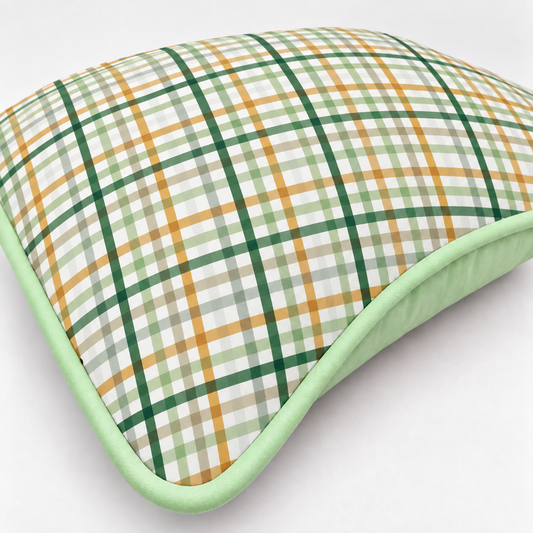 Almofada Decorativa 30cm x 30cm Xadrez Verde c/ Verde Menta