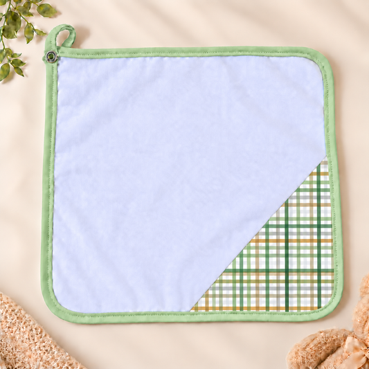 Toalha de Boca Malha Dupla Penteada Premium Xadrez Verde c/ Verde Claro | Kit com 3 Unidades