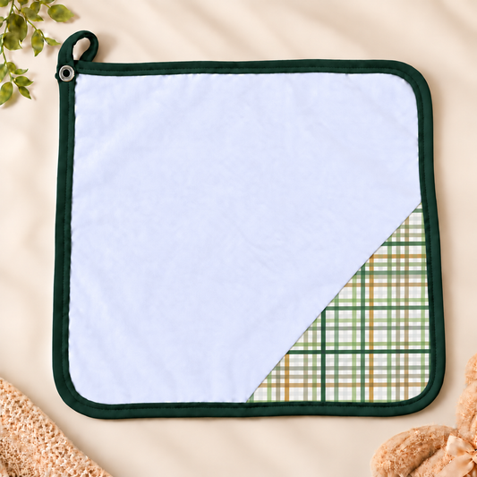 Toalha de Boca Malha Dupla Penteada Premium Xadrez Verde c/ Verde Escuro | Kit com 3 Unidades