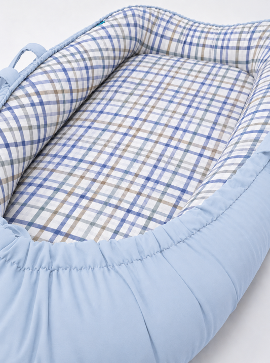 Ninho Redutor Dupla Face Premium Xadrez Azul Verso Azul