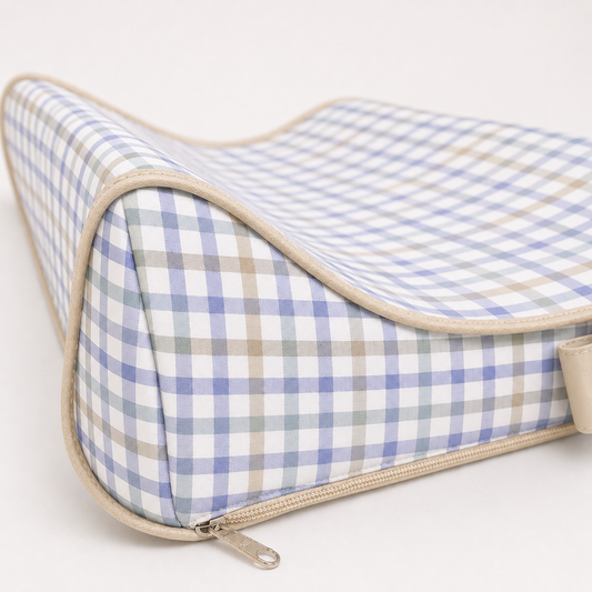 Trocador de Cômoda Americano Xadrez Azul c/ Bege