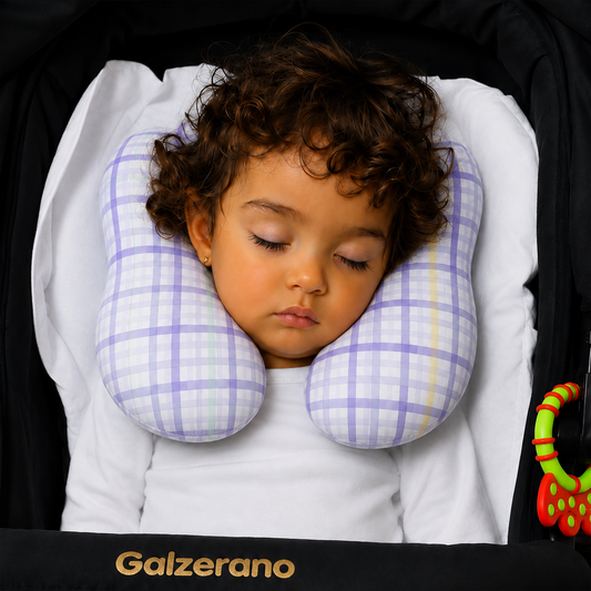 Protetor de Pescoço para Bebê Xadrez Lilás