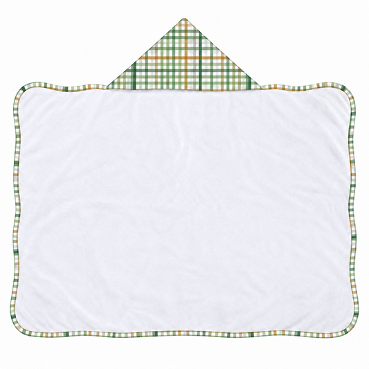 Toalha de Banho com Capuz Forrada Plush Atoalhado Premium 1M x 70cm Xadrez Verde