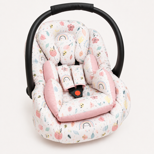 Kit para Bebê Conforto 3 Peças Dupla Face Abelha Verso Rosê