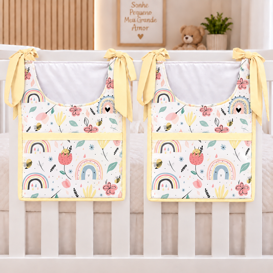 Porta Fraldas ou Porta Treco de Varal Abelha c/ Amarelo