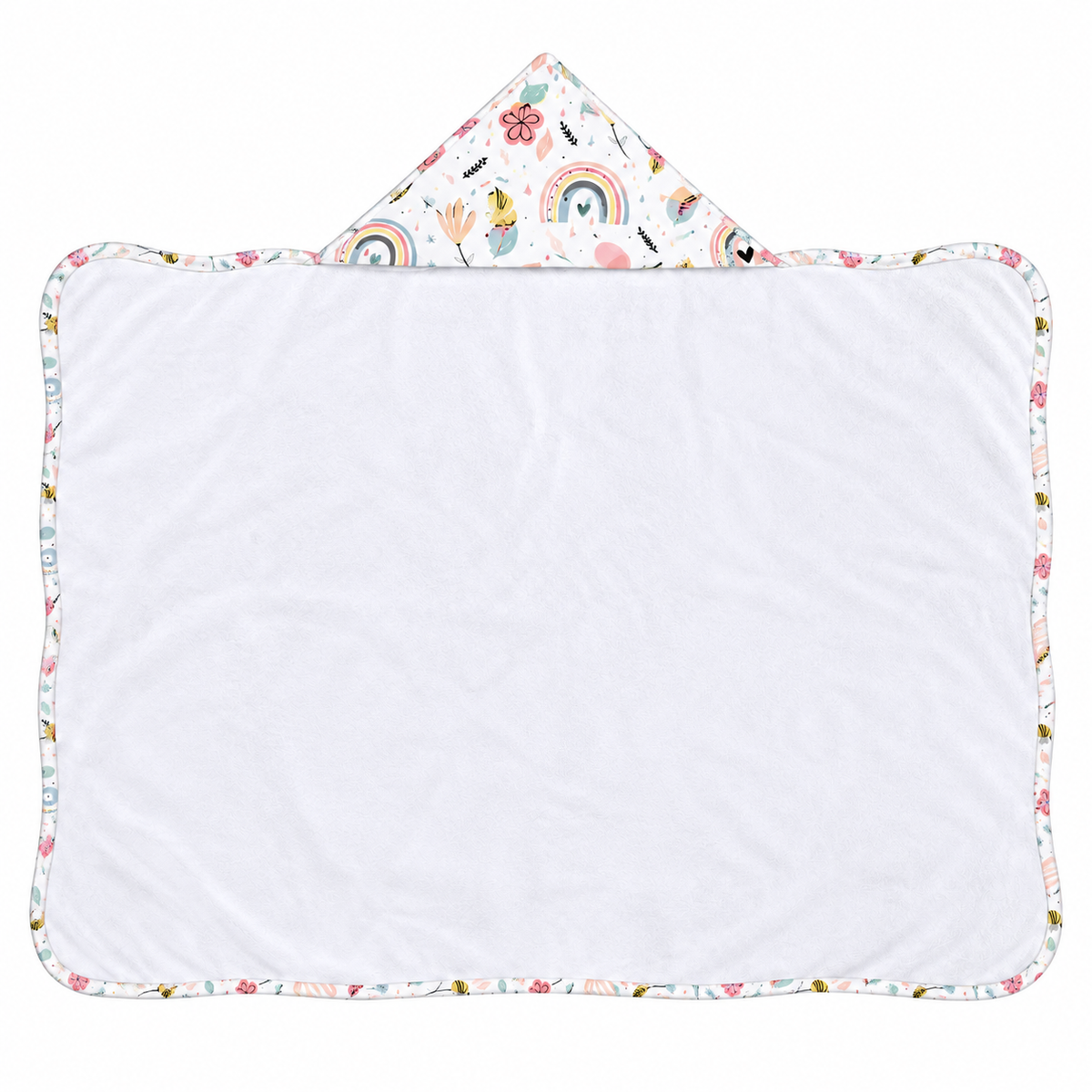 Toalha de Banho com Capuz Forrada Plush Atoalhado Premium 1M x 70cm Abelha