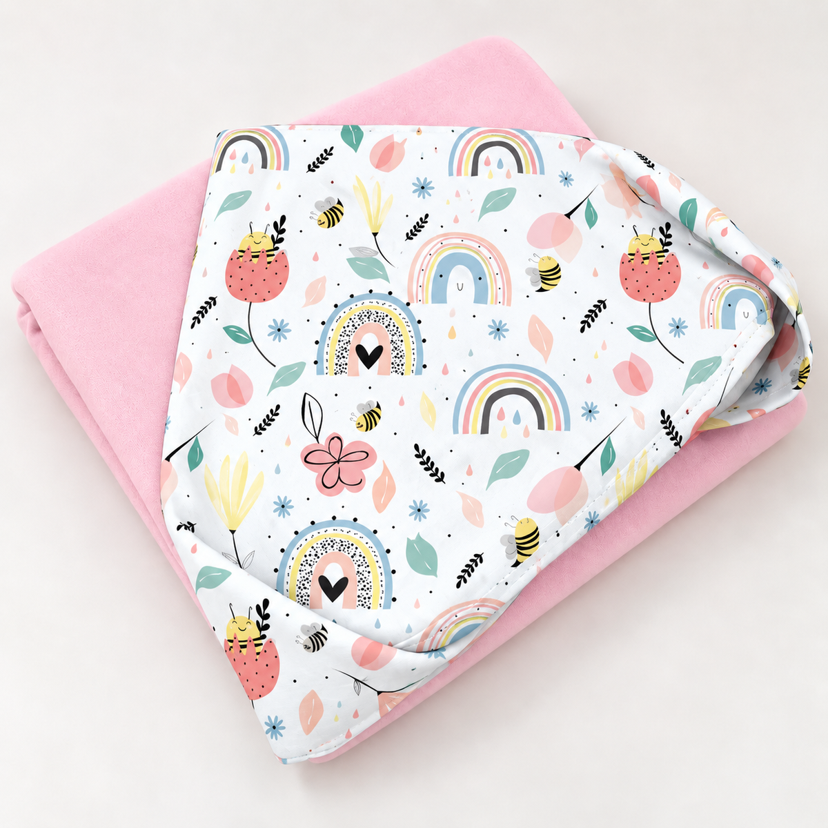 Toalha de Banho com Capuz Forrada Plush Atoalhado Premium 1M x 70cm Abelha