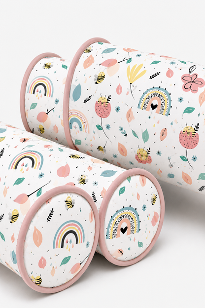 Kit Rolinhos 4 Peças para Cama Solteiro Abelha c/ Rosê