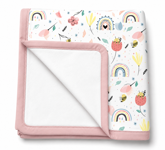 Manta Flanelada Soft Premium Dupla 90 x 70 cm Abelha c/ Rosê