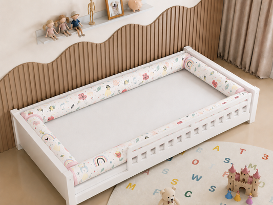 Kit Rolinhos 4 Peças para Cama Solteiro Abelha c/ Rosê