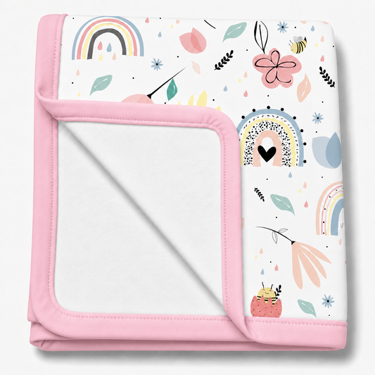 Manta Flanelada Soft Premium Dupla 90 x 70 cm Abelha c/ Rosa