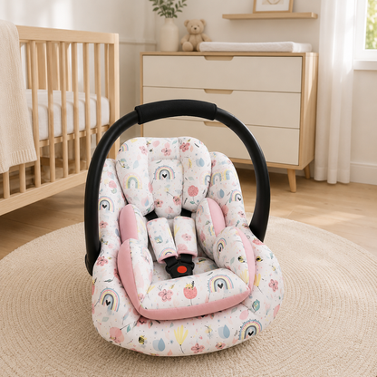 Kit para Bebê Conforto 3 Peças Dupla Face Abelha Verso Rosê
