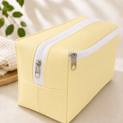 Necessaire Porta Fraldas e Lenço Umedecido 3 Compartimentos Amarelo