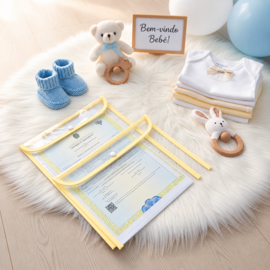 Kit com 2 Capas Organizadoras para Certidão e Documentos Amarelo