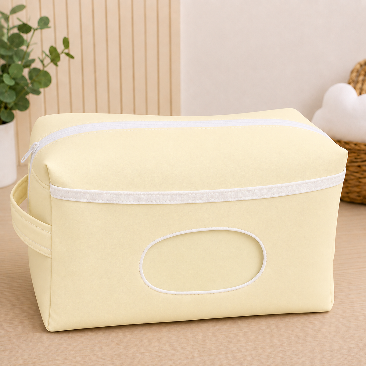 Necessaire Porta Fraldas e Lenço Umedecido 3 Compartimentos Amarelo