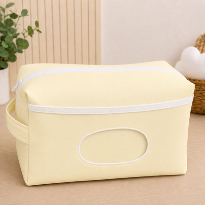 Necessaire Porta Fraldas e Lenço Umedecido 3 Compartimentos Amarelo