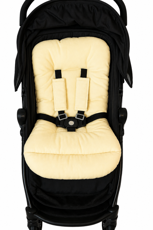 Kit Colchonetes 3 Peças para Carrinho & Bebê Conforto + Protetores de Cinto Amarelo