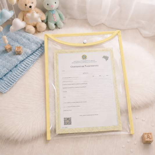 Capa para Certidão de Nascimento Amarelo