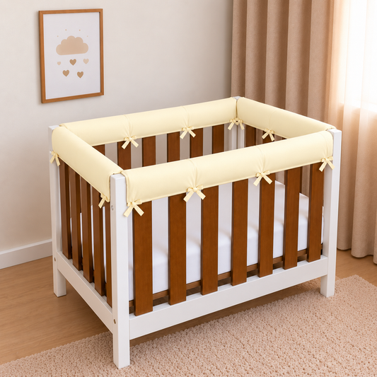 Protetor de Grade para Mini Berço Acolchoado 4 Peças Amarelo