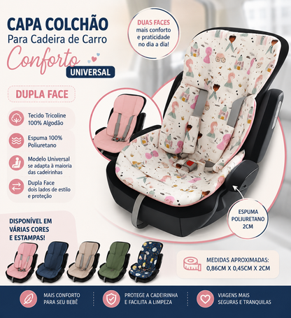 Capa Colchonete para Cadeira de Carro Dupla Face Bailarina
