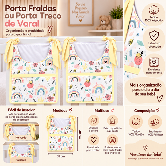 Porta Fraldas ou Porta Treco de Varal Dino MLH c/ Verde Claro