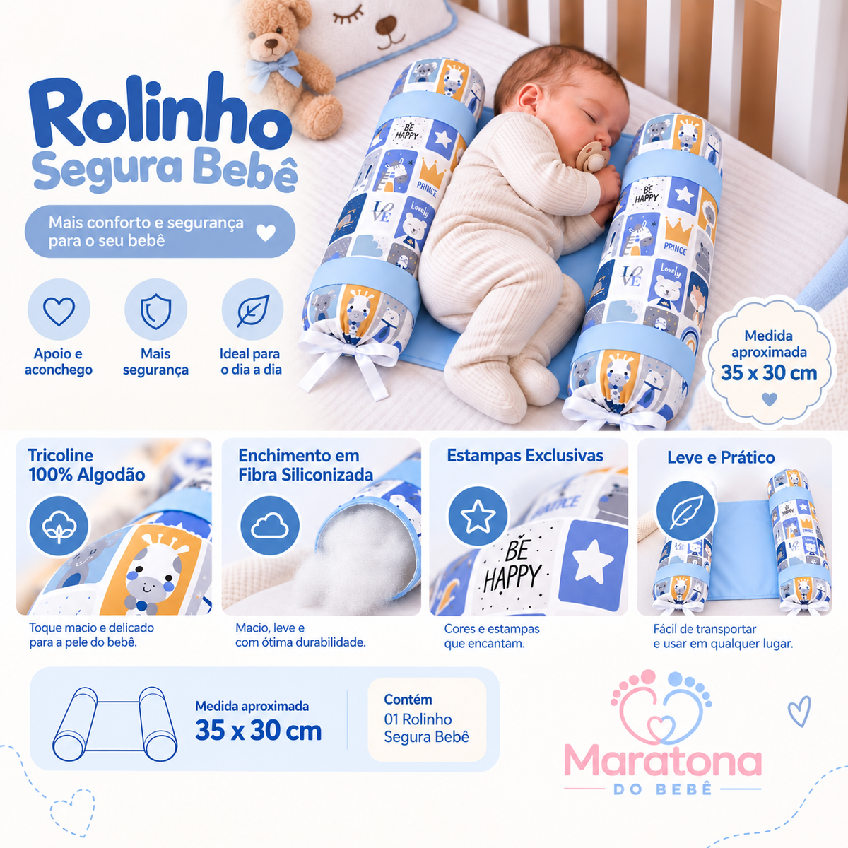 Rolinho Segura Bebê 35 x 30 cm Ursa Rosa