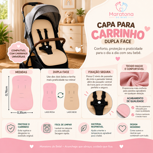 Capa para Carrinho de Bebê Universal Urso Ted c/ Preto