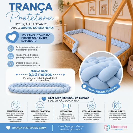 Trança Protetora 5,5 Metros Cama Solteiro Coral