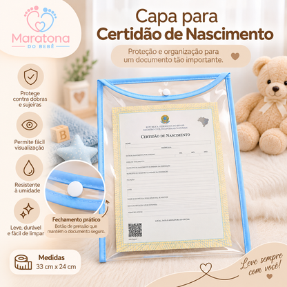 Capa para Certidão de Nascimento Azul Bebê